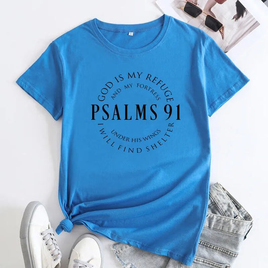 God Is My Refuge Psalms 91 Christian T Shirts