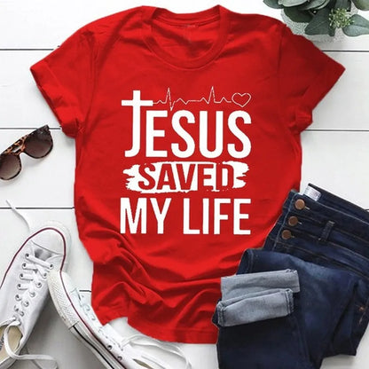 Jesus Save My Life Print Women T Shirt